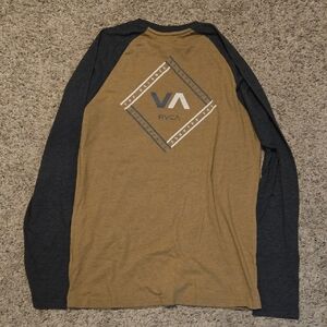 RVCA Men's Long Sleeve Shirt - Tan and Black